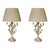 Early 21st Century French Style Painted Floral Tole Lamps W/ Linen Pleated Shades Like New - Pair For Sale - Image 5 of 5