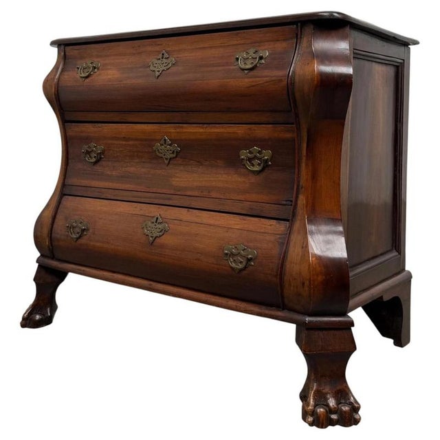 Antique Dutch Mahogany Bombe Chest of Drawers For Sale - Image 3 of 12