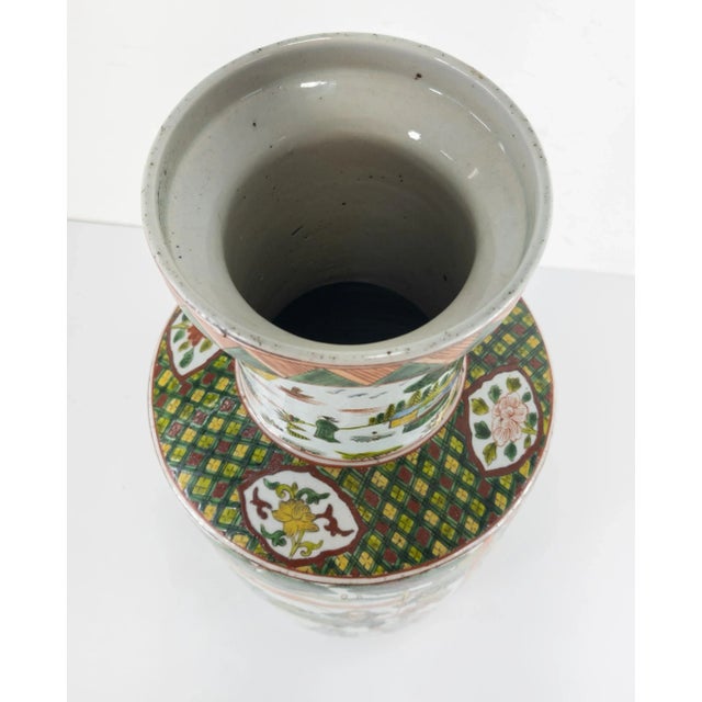 Chinese Chinoiserie Green Famille Verte Warrior Vase For Sale - Image 10 of 13