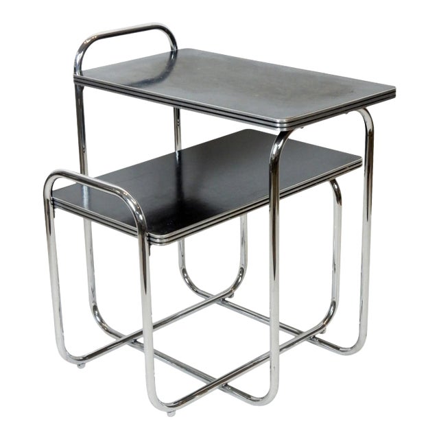Art Deco Era Chrome Nesting Tables Gilbert Rohde design for Troy Sunshade Co. - A Pair For Sale