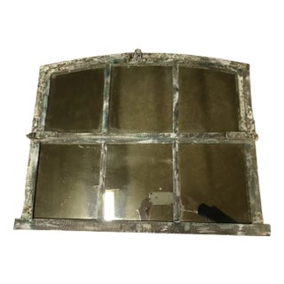 Arched Window Mirror in a Metal Frame For Sale