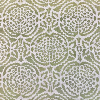 Galbraith & Paul - Custom Pomengranate - Handblocked Linen - Print Fabric - Green - 2.5 Yards For Sale