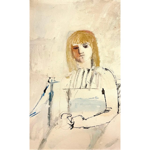 Mid 20th Century "Seated Woman" French Modernist Post Impressionist Figurative Oil Painting on Board For Sale In Miami - Image 6 of 11