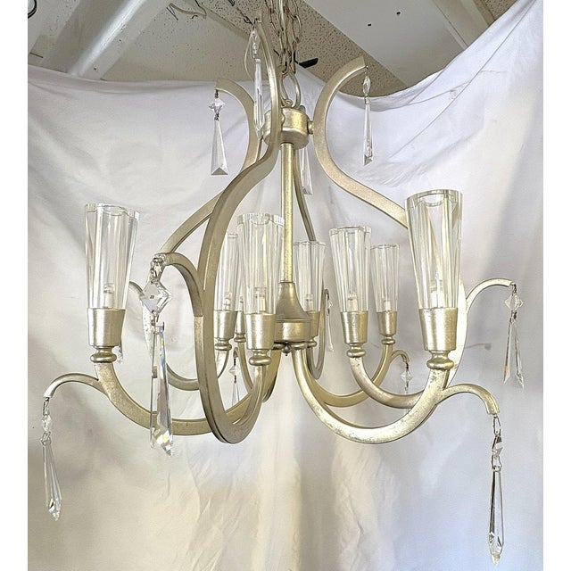Silver Artcraft 'Madison' 8-Light Chandelier With Silver Leaf Finish and Lucite Shades For Sale - Image 8 of 17