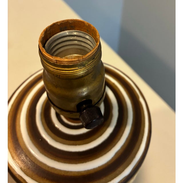 Mid-Century Modern Brutalist Studio Stoneware Pottery Table Lamp Scandinavian 1970’s For Sale - Image 9 of 11