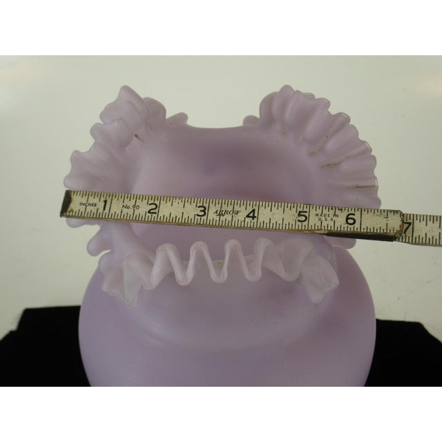 Lavender 1970s Glass Vase Large 13" Victorian Purple Mouth Blown Frosted with Ruffle Top For Sale - Image 8 of 10