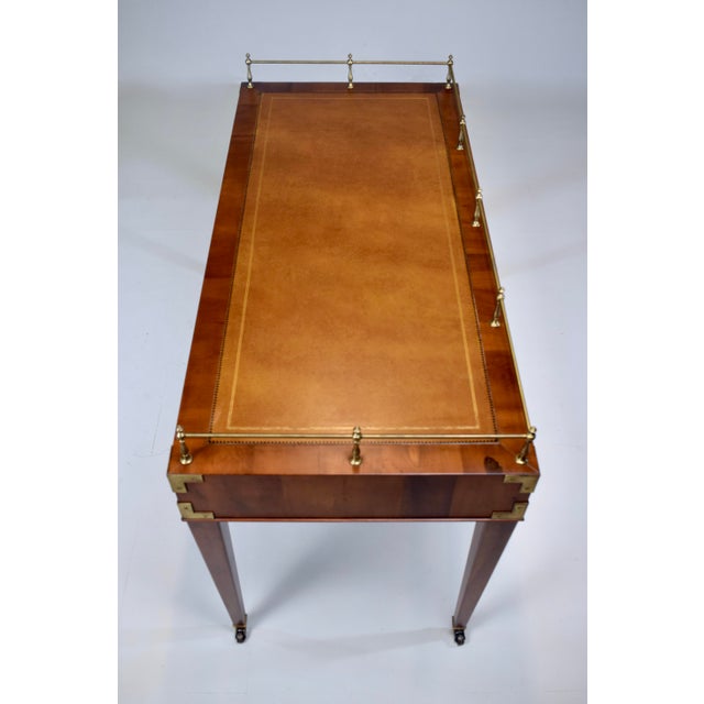French Regency Leather Top Desk With Campaign Styling and Gallery For Sale - Image 12 of 16
