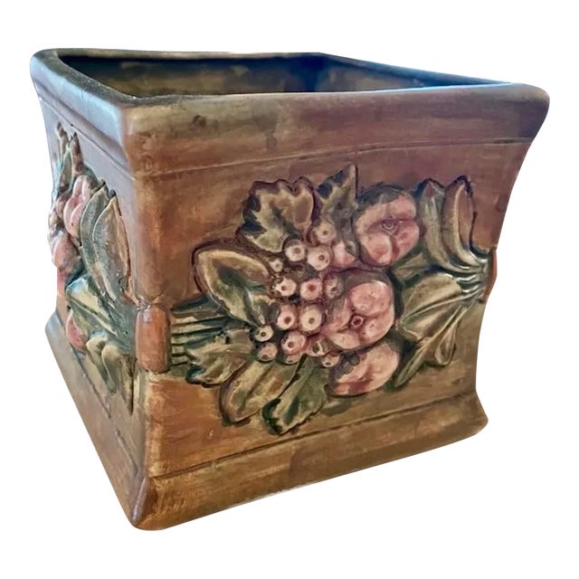 Small Antique Weller Woodcraft Roma Square Planter For Sale