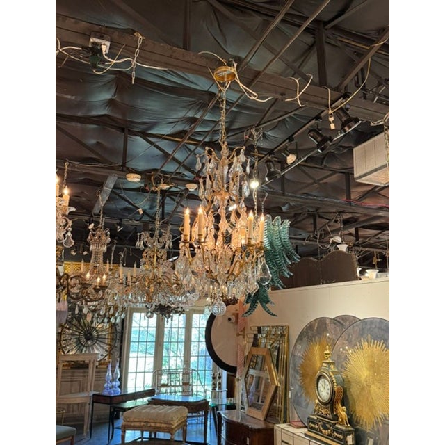 Bronze 19th C. French Baccarat Manner Bronze and Crystal Chandelier For Sale - Image 8 of 8