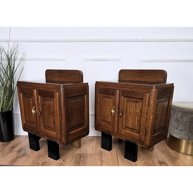 Italian Art Deco Nightstands in Burl Walnut, 1940s, Set of 2 For Sale - Image 10 of 11