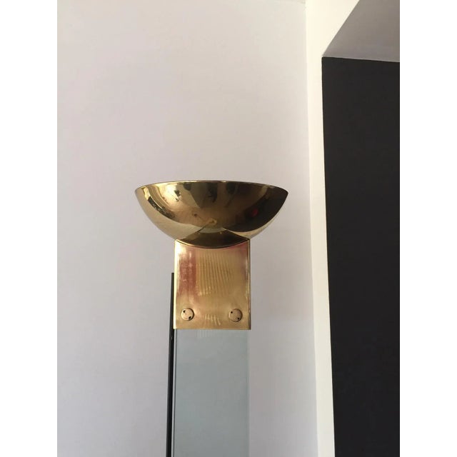 Italian Glass & Brass Floor Lamp by Max Baguara for Lamperti, 1970s For Sale - Image 3 of 9