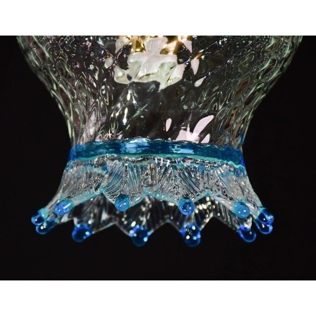 1970s Set of 3 Murano Blu Glass Pendant Light For Sale - Image 13 of 13