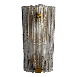 Carl Fagerlund, Textured Glass, Brass, Large Wall Sconce, Sweden, 1940s