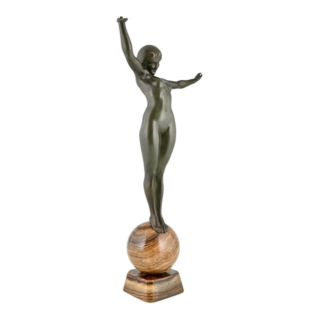 Maurice Guiraud Rivière, Nude, Ball Dancer Balance, 1925, Bronze on Marble Base For Sale - Image 9 of 13
