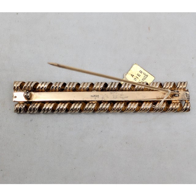 Vintage 1960s Signed Napier Goldtone & Faux-Coral Beaded Bar Brooch For Sale In Philadelphia - Image 6 of 7