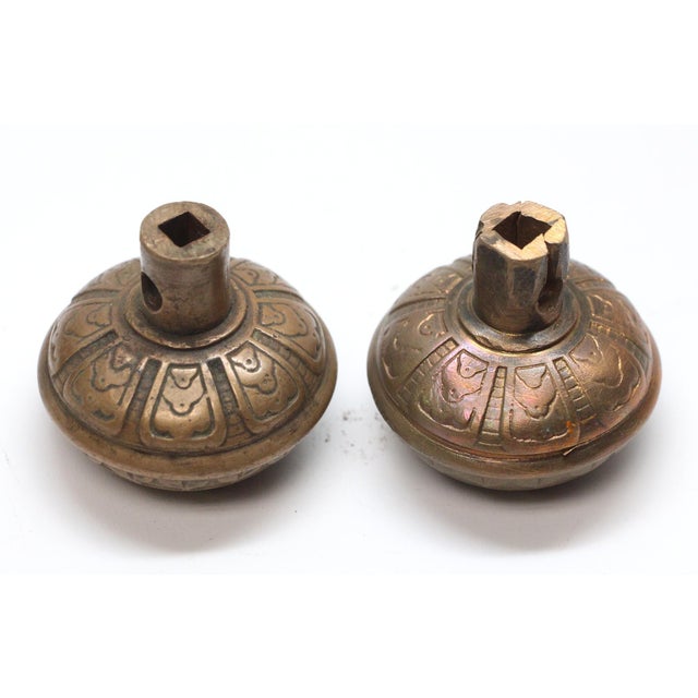 Metal Antique Norwalk Brass Passage Door Knobs For Sale - Image 7 of 7