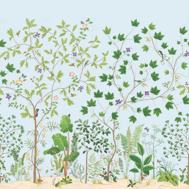 Sanderson Sycamore and Oak Wallpaper in Sky Blue For Sale