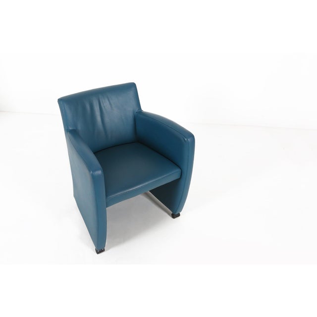 Blue Vintage Lounge Chair in Blue Leather from Leolux, 1990s For Sale - Image 8 of 16