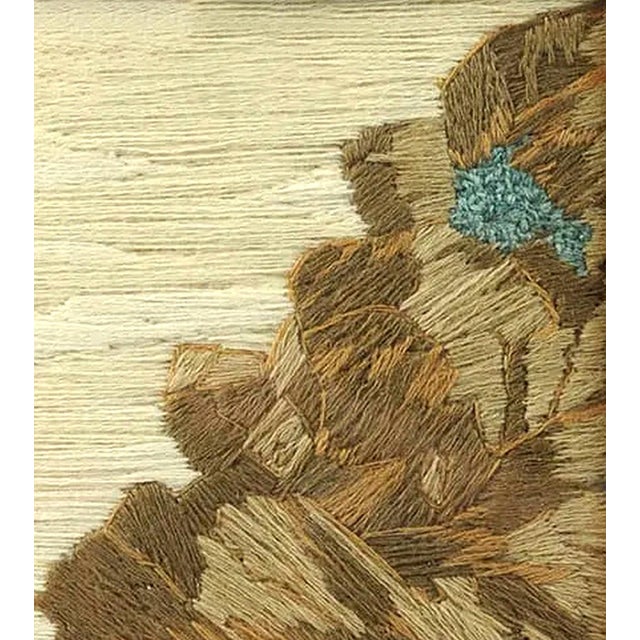 British Woolwork of a Family of Man, Wife and Child on the Seashore With Ship in Bay For Sale - Image 4 of 7