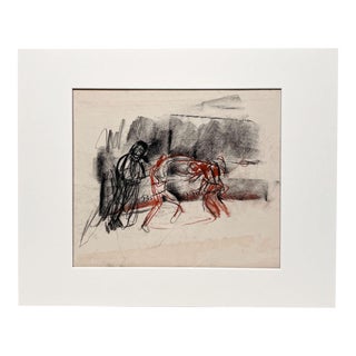 A Dynamic Ca. 1930s Sepia-Toned, Pastel and Charcoal on Paper Drawing of a Boxing Match by Francis Chapin For Sale