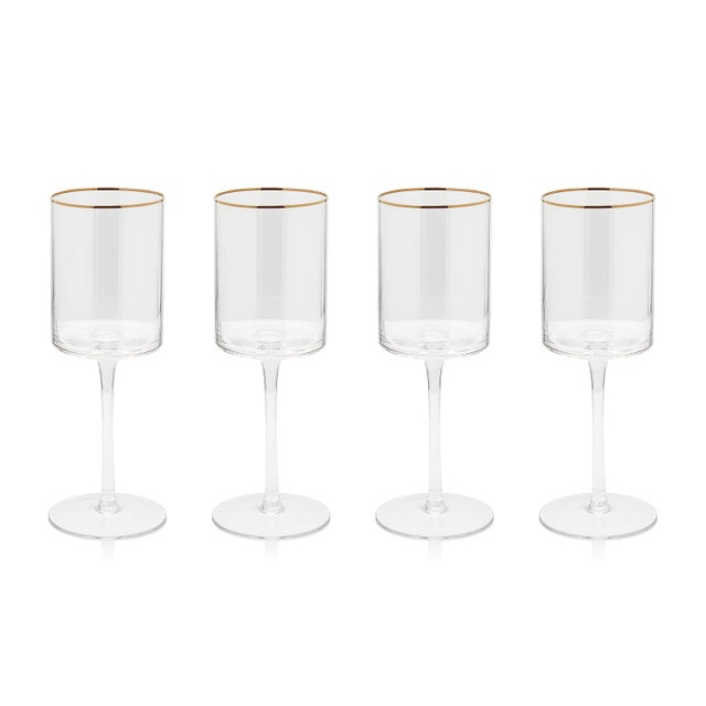 2020s Ottica White Wine Glasses with Gold Rim, Set of 4 For Sale - Image 5 of 5