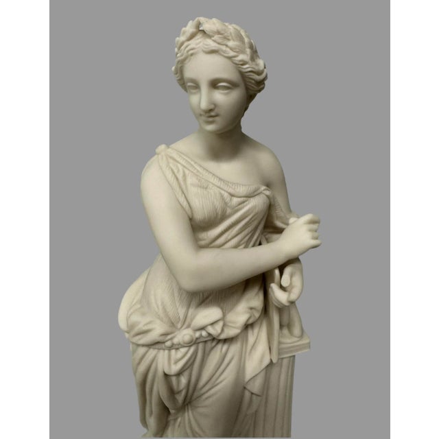 Antique 12.5" Parian Statue Of A Classical Victorian Maiden In very nice original condition showing some typical age-...
