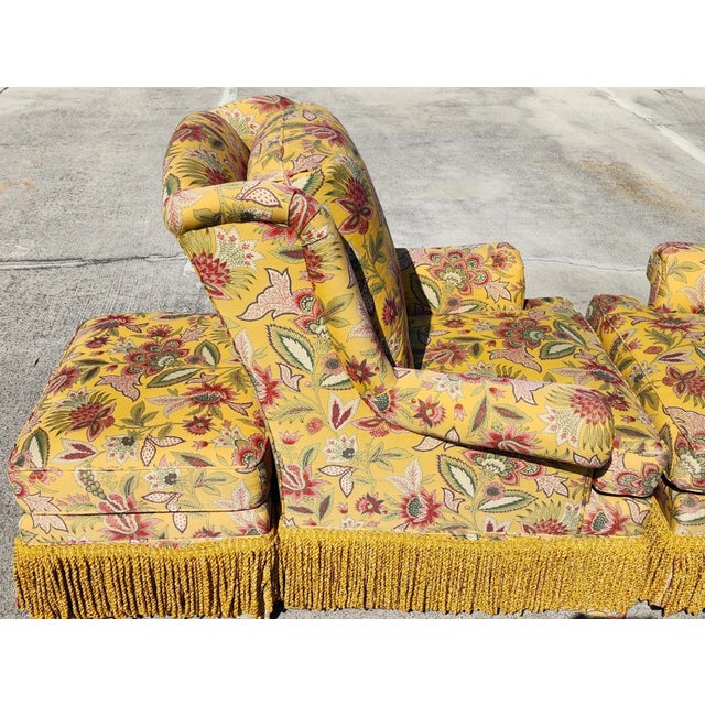 Taylor King Wingback Lounge Chairs & Ottomans Pair For Sale - Image 12 of 18