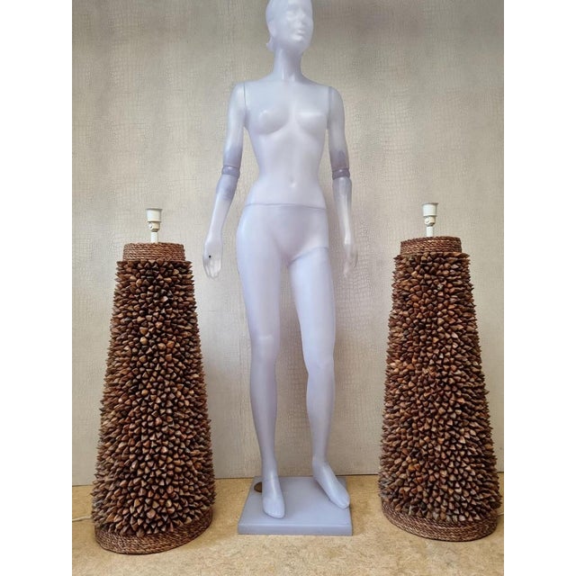 Handcrafted Pili Nut Shells Table or Floor Lamps, USA, 2000s, Set of 2 For Sale - Image 11 of 17