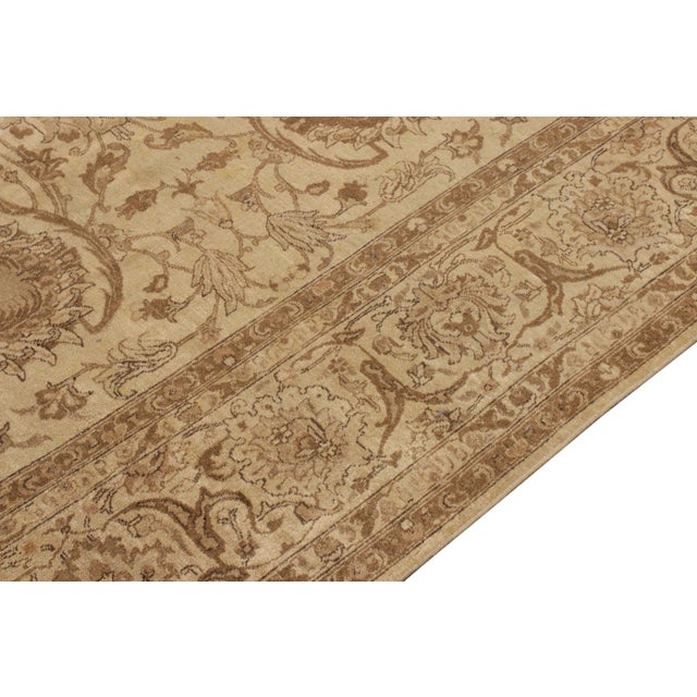 1920s Antique Persian Tabriz Rug in an All Over Beige, Brown Floral Pattern For Sale - Image 5 of 7