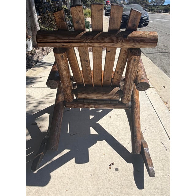 1930s Monumental 20thc Hand Made Pine Log Rocking Chair For Sale - Image 5 of 7