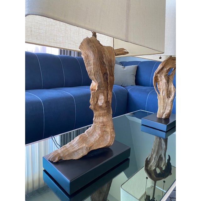 Mid-Century Modern Vintage 1960s Driftwood Lamps (Pair) For Sale - Image 3 of 12