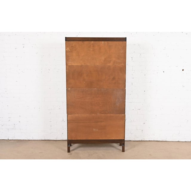 Antique Shaw Walker Arts & Crafts Mahogany Four-Stack Barrister Bookcase, 1920s For Sale - Image 10 of 11