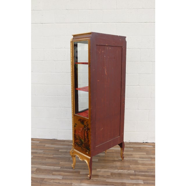 Antique French Louis XV Vernis Martin Curio Vitrine Cabinet For Sale - Image 16 of 18