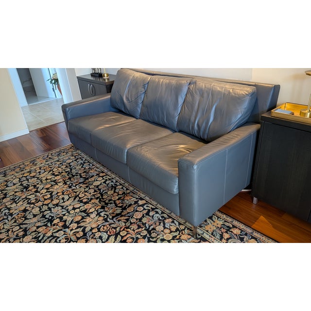 American Leather (manufacturer) leather sofa, with 3 cushions. Cushions (seat & back) attach with velcro. Back of sofa...