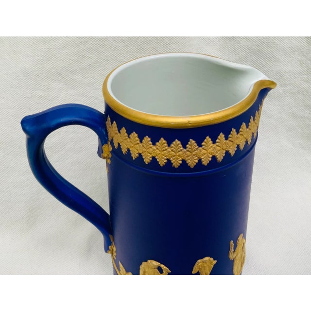 Royal Blue English Jasperware Large Ewer, Circa 1900 For Sale - Image 8 of 12