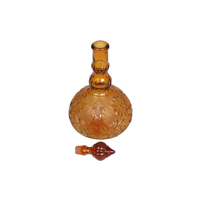 1970s Indiana Glass Amber Decanter Set, 8 Pieces For Sale - Image 5 of 7