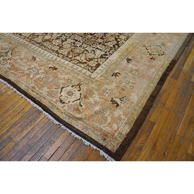 Textile 1890s Brown Earth Tone Herati Antique Persian Sultanabad Rug 12' X 15'6" Handknotted Wool Carpet For Sale - Image 7 of 7