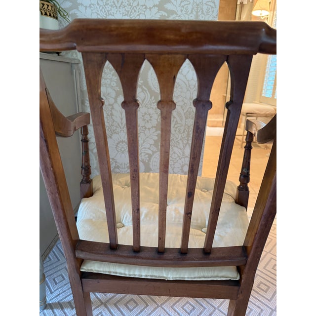 Early 20th Century Edwardian Satinwood Floral Painted Armchair With Cane Seat For Sale - Image 11 of 18