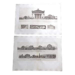 Antique 19th Century Architectural Heliogravures - a Pair - 25" X 17.5"