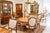 2020s Italian Round Marquetry Dining Table With Olive Ash Veneer & Gold Leaf Pedestal For Sale - Image 5 of 5