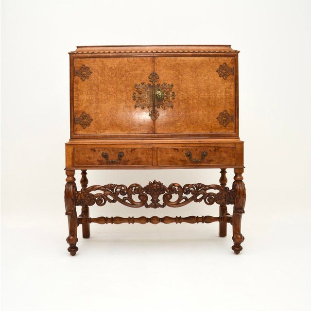 Antique Burr Walnut Cocktail Cabinet, 1920s For Sale - Image 3 of 13