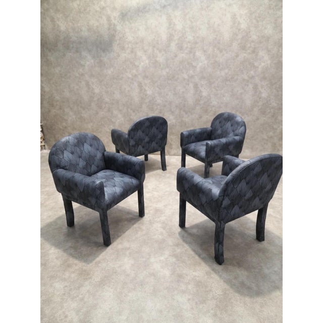 Postmodern Deco Style Arched Back Fully Upholstered Dining Chairs - Set of 8 For Sale - Image 9 of 9