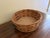 Late 20th Century Vintage Round Woven Oak Casserole Serving Basket With Leather Handles For Sale - Image 5 of 13
