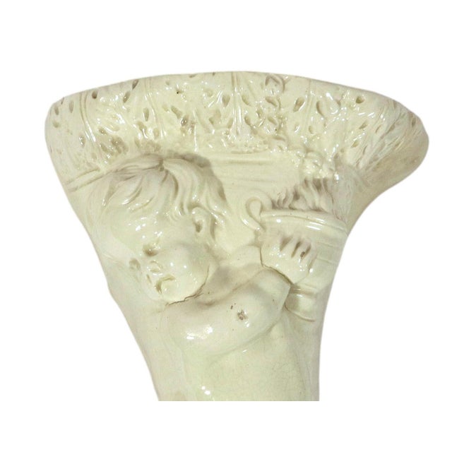 Cream English Creamware Cornucopia Wall Pocket With a Cherub Emblematic of Autumn, Circa 1790 For Sale - Image 8 of 10