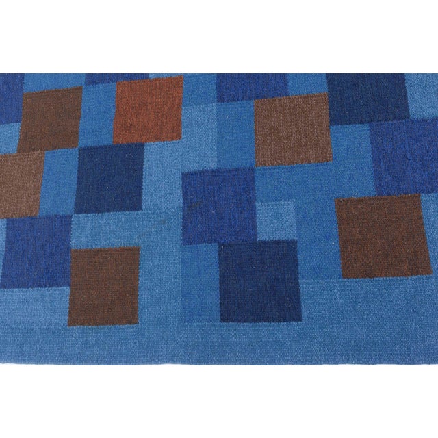 Mid-Century Modern Doris Leslie Blau Vintage Swedish Flat Woven Rug For Sale - Image 3 of 9