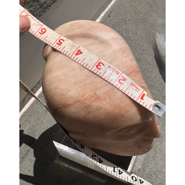 Vintage Leonora Eunice Arye Signed Stone Face Sculpture on Acrylic Plinth For Sale - Image 11 of 11