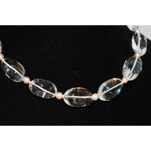 Tiffany & Co Pearl Rock Crystal Necklace Collar Collier in Box Pink Sterling Silver 925 Clasp Vintage For Sale - Image 9 of 11