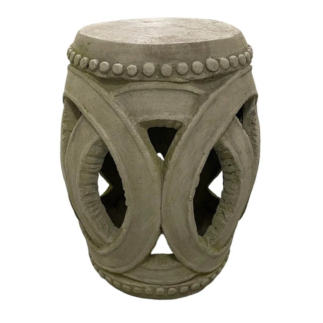 Chinoiserie Concrete Chinoiserie Double Rings Garden Stool/Drinks Table For Sale - Image 3 of 7