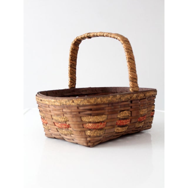 Vintage Woven Gathering Basket For Sale - Image 6 of 14
