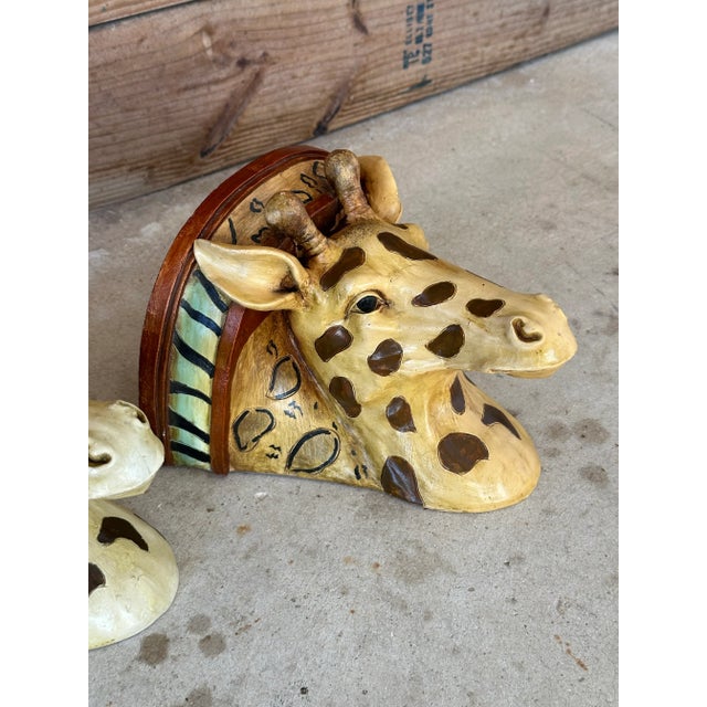 Vintage Sculptural Cast Resin Giraffe Decorative Wall Brackets-Pair For Sale - Image 9 of 12